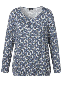 Allover-Print-Shirt mit Gummizugsaum