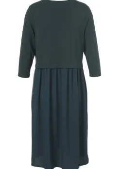 3/4-Arm Interlock-Kleid mit zweilagigem Chiffon Rock