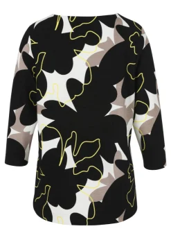 3/4-Arm Print Sweatshirt mit Rippstruktur