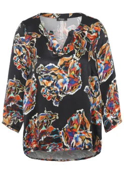 3/4-Arm Print-Bluse Navy Multicolor