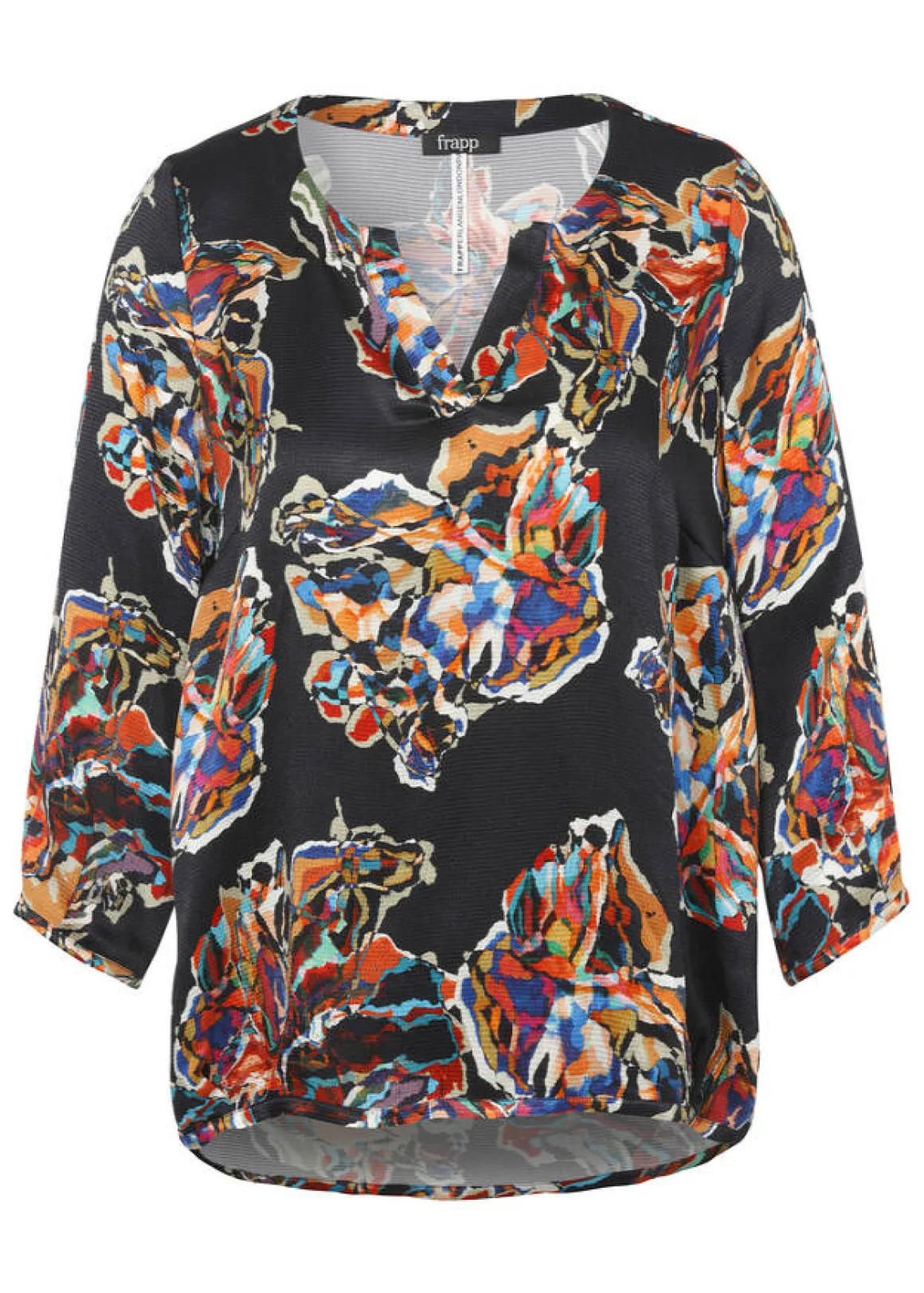 3/4-Arm Print-Bluse Navy Multicolor