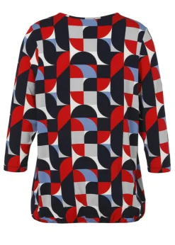 3/4-Arm Print-Shirt mit Gummizugsaum