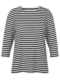3/4-Arm Ringelshirt mit Karree-Ausschnitt