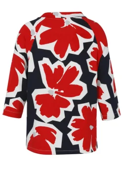 3/4-Arm Sweatshirt mit abstraktem Blumenmuster
