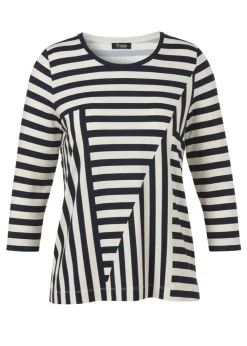 3/4-Arm Viskose-Jersey Shirt mit Streifenmuster