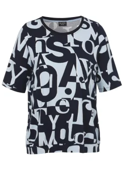 Bicolor Print T-Shirt Eisblau - Marine