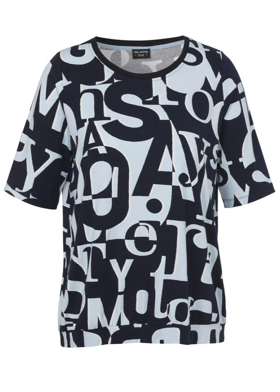 Bicolor Print T-Shirt Eisblau - Marine