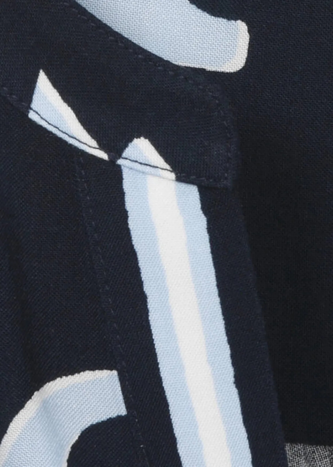 Bicolor Print Viskose Bluse Eisblau - Marine