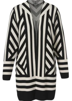 Chicer Long-Cardigan mit grafischem Muster