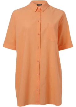 Dezente Longbluse in unifarbenem Design