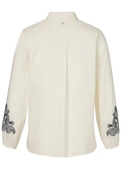 Edle Baumwoll-Stretch Bluse mit Stickerei