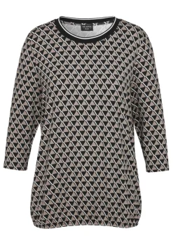 Edles 3/4-Arm Print Shirt mit Gummizug-Saum