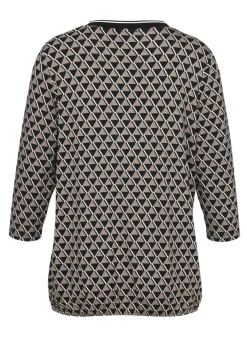 Edles 3/4-Arm Print Shirt mit Gummizug-Saum