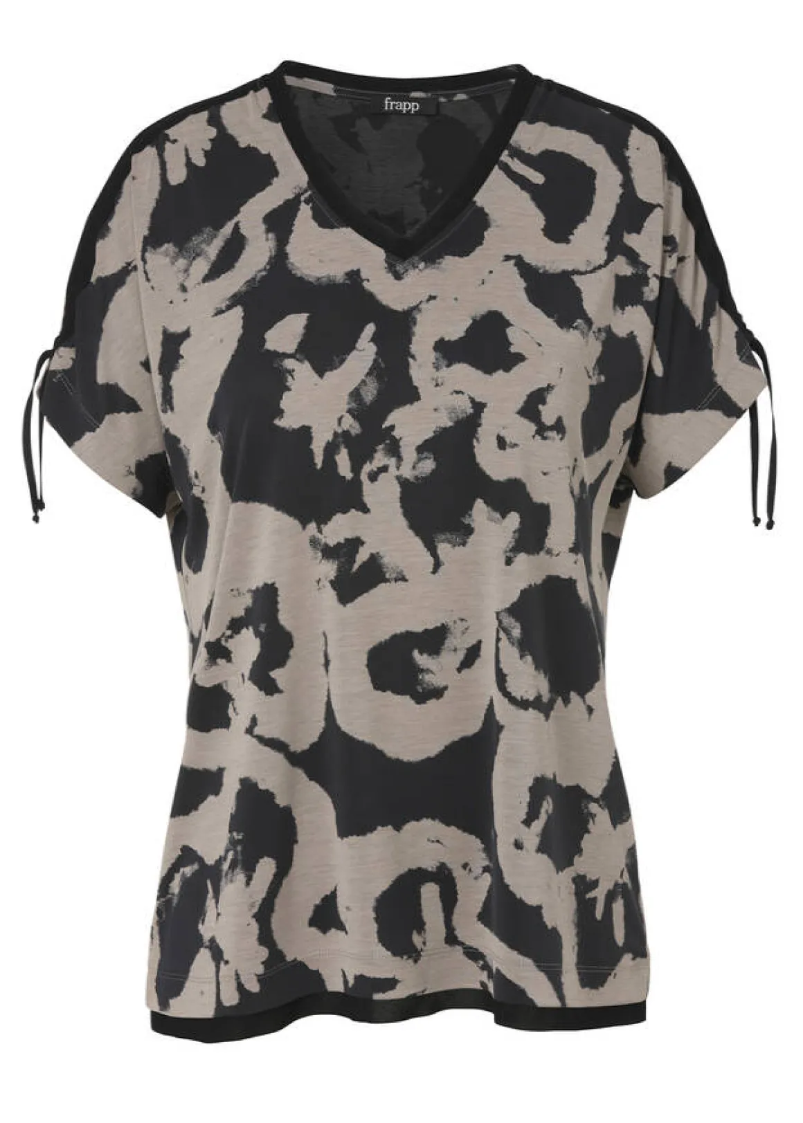 Edles Shirt Bicolor-Print Schwarz - Nougat