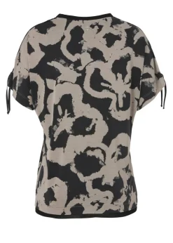 Edles Shirt Bicolor-Print Schwarz - Nougat