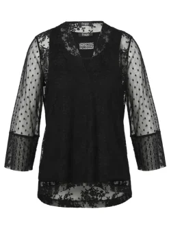 Elegantes Mesh-Shirt mit Jersey Top