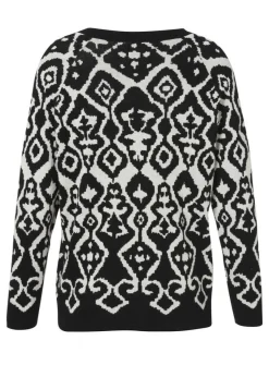 Extrovertierter Strickpullover mit zweifarbigem Muster