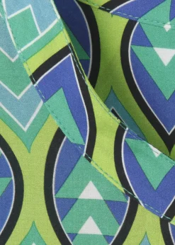 Farbenfrohe Viskose Bluse mit Allover Print und Knöpfung