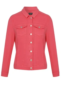 Farbige Jeansjacke mit modischem Crash-Effekt