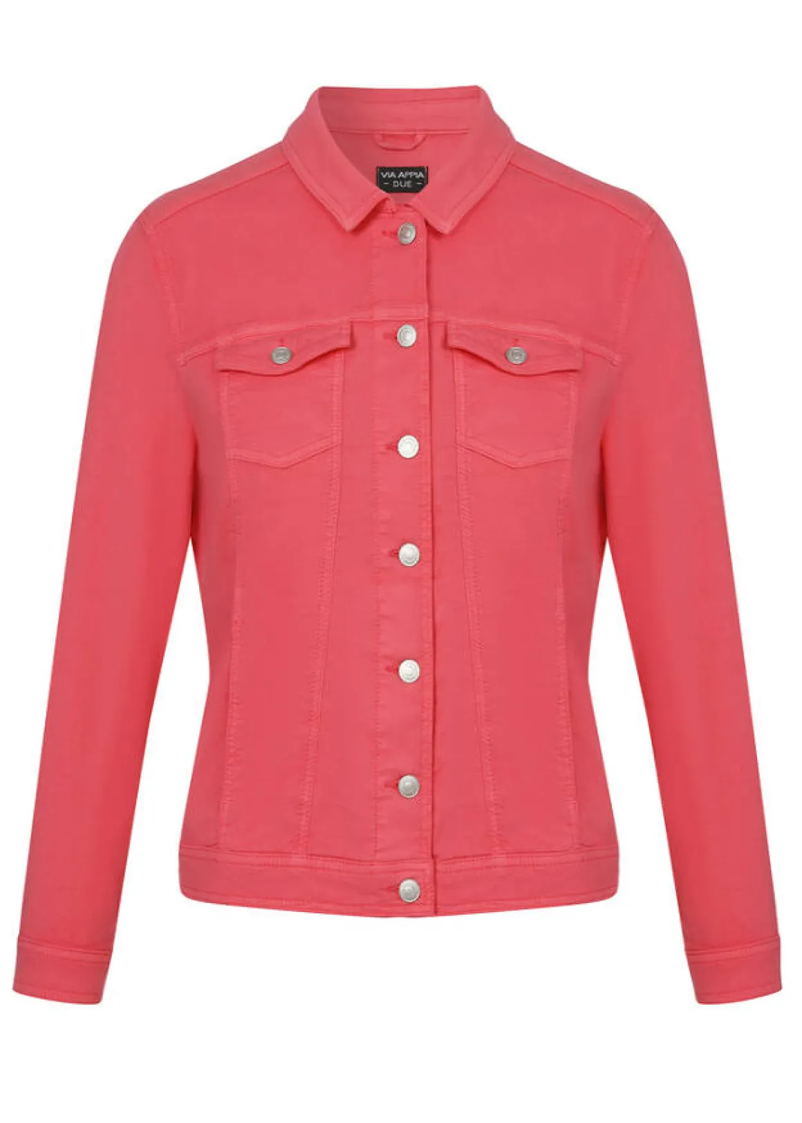 Farbige Jeansjacke mit modischem Crash-Effekt