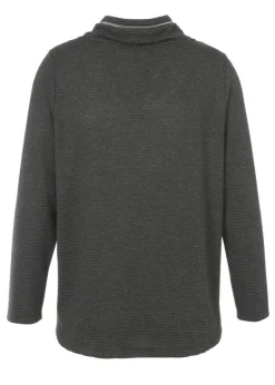 Fein geripptes Sweatshirt mit Zier-Zipper