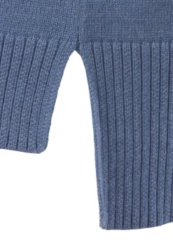 Feinstrick-Pullover Bleu mit großem Kragen