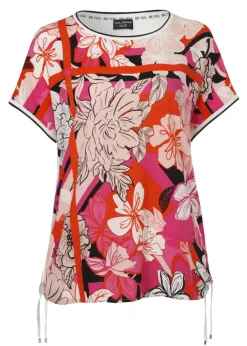 Feminines Blusenshirt mit grafischem, floralem Front-Print