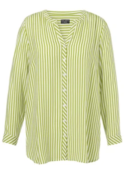 Fließende Viskose Bluse mit streckenden Längsstreifen