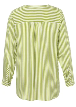 Fließende Viskose Bluse mit streckenden Längsstreifen