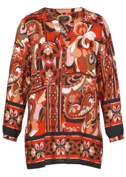 Fließende Viskose Tunika mit Allover Muster