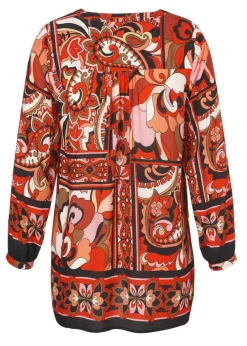 Fließende Viskose Tunika mit Allover Muster