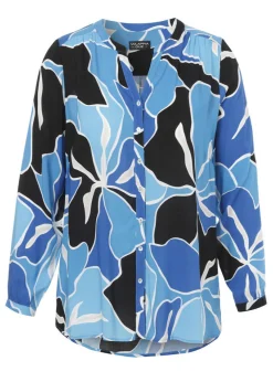 Fließende Viskose-Bluse mit floralem Allover-Print