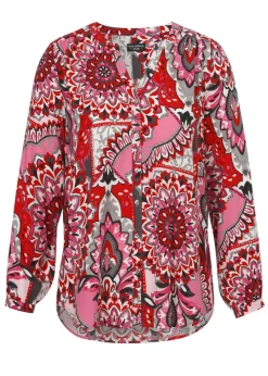 Fließende Viskosebluse mit Allover-Print