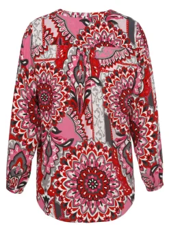 Fließende Viskosebluse mit Allover-Print