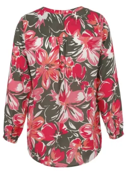 Fließende Viskosebluse mit floralem Allover-Print