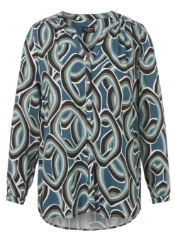 Fließende Viskose-Print-Bluse durchgeknöpft
