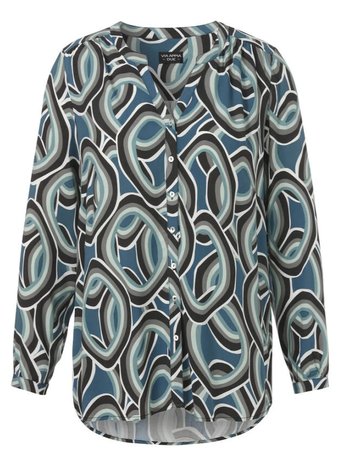 Fließende Viskose-Print-Bluse durchgeknöpft