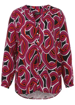 Fließende Viskose-Print-Bluse durchgeknöpft
