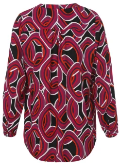 Fließende Viskose-Print-Bluse durchgeknöpft