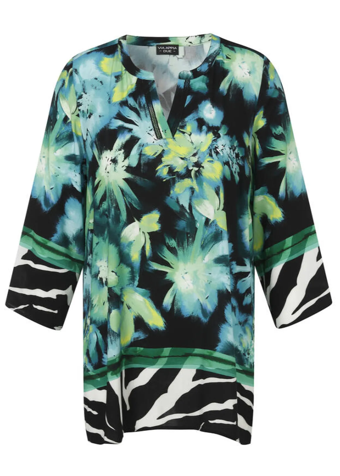 Fließende Viskose-Tunika Flower Festival