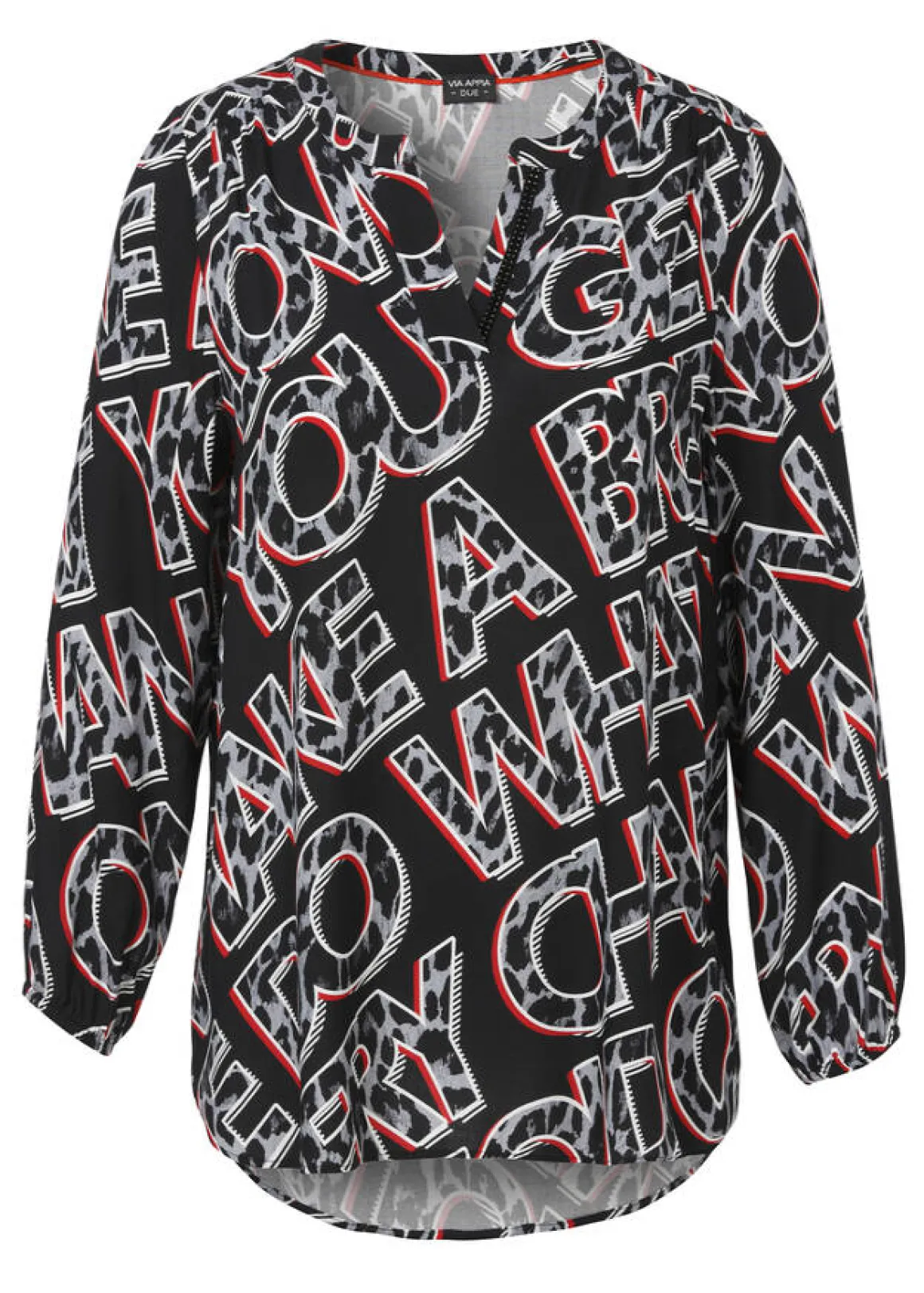 Fließende Viskose-Tunika mit Letter-Print