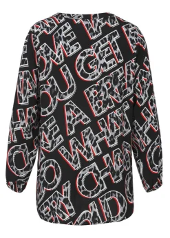 Fließende Viskose-Tunika mit Letter-Print