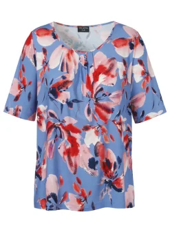 Fließendes Viskose-Jersey-Shirt mit floralem Print