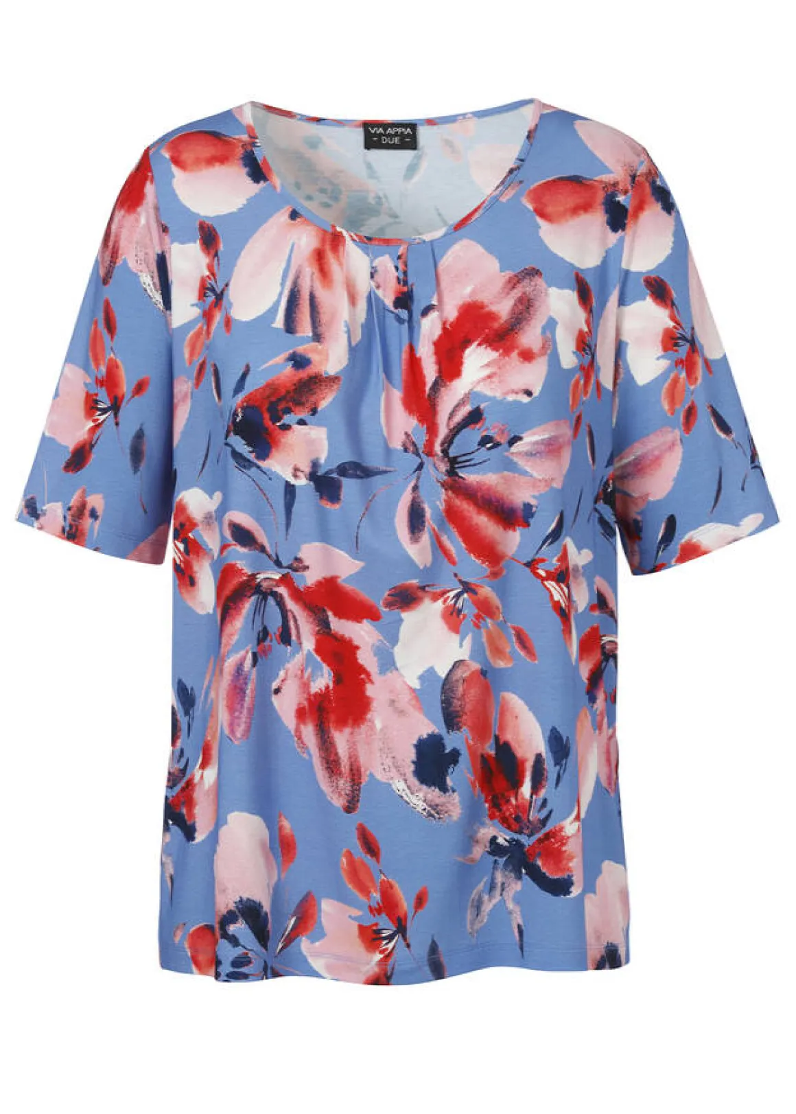 Fließendes Viskose-Jersey-Shirt mit floralem Print