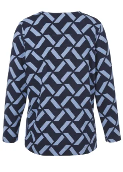 Gemustertes Sweatshirt mit V-Ausschnitt