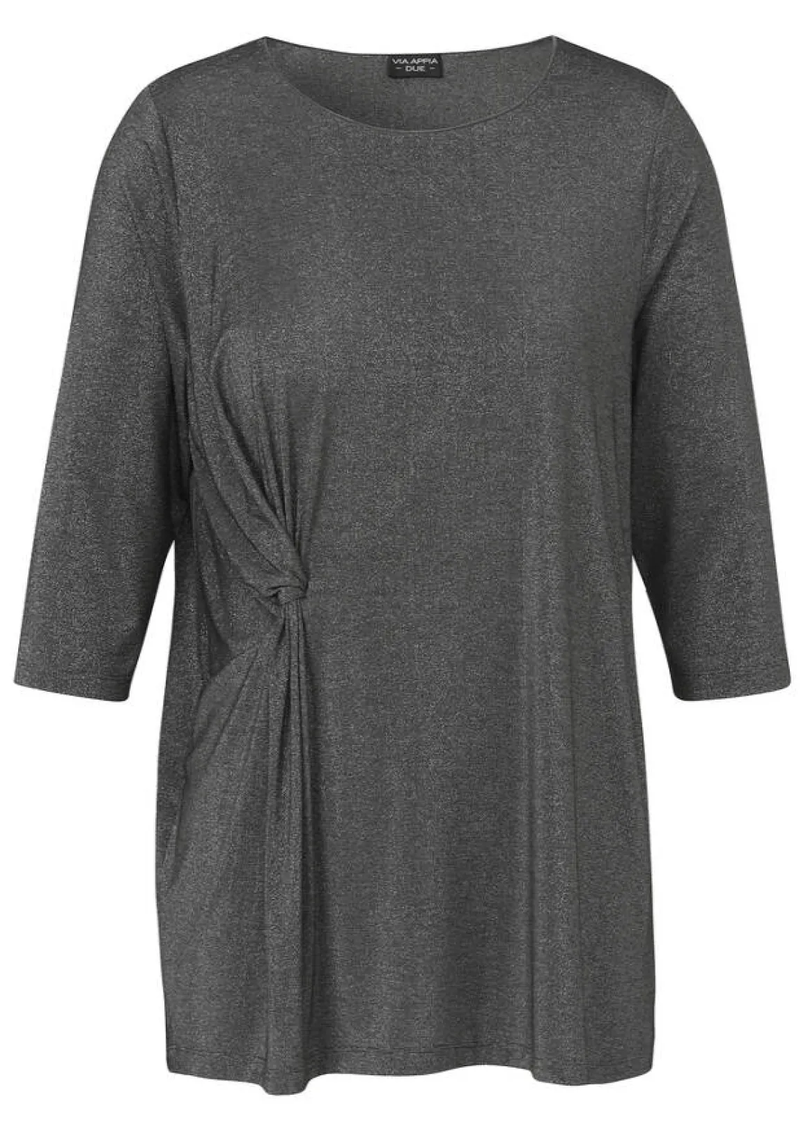 Glitzerndes 3/4-Arm Shirt mit drapiertem Knoten-Detail