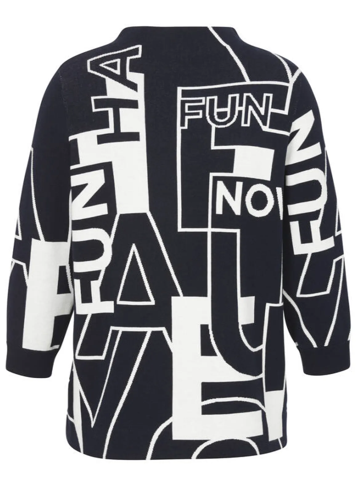 Kelchkragen Feinstrick-Pullover Marine mit Print