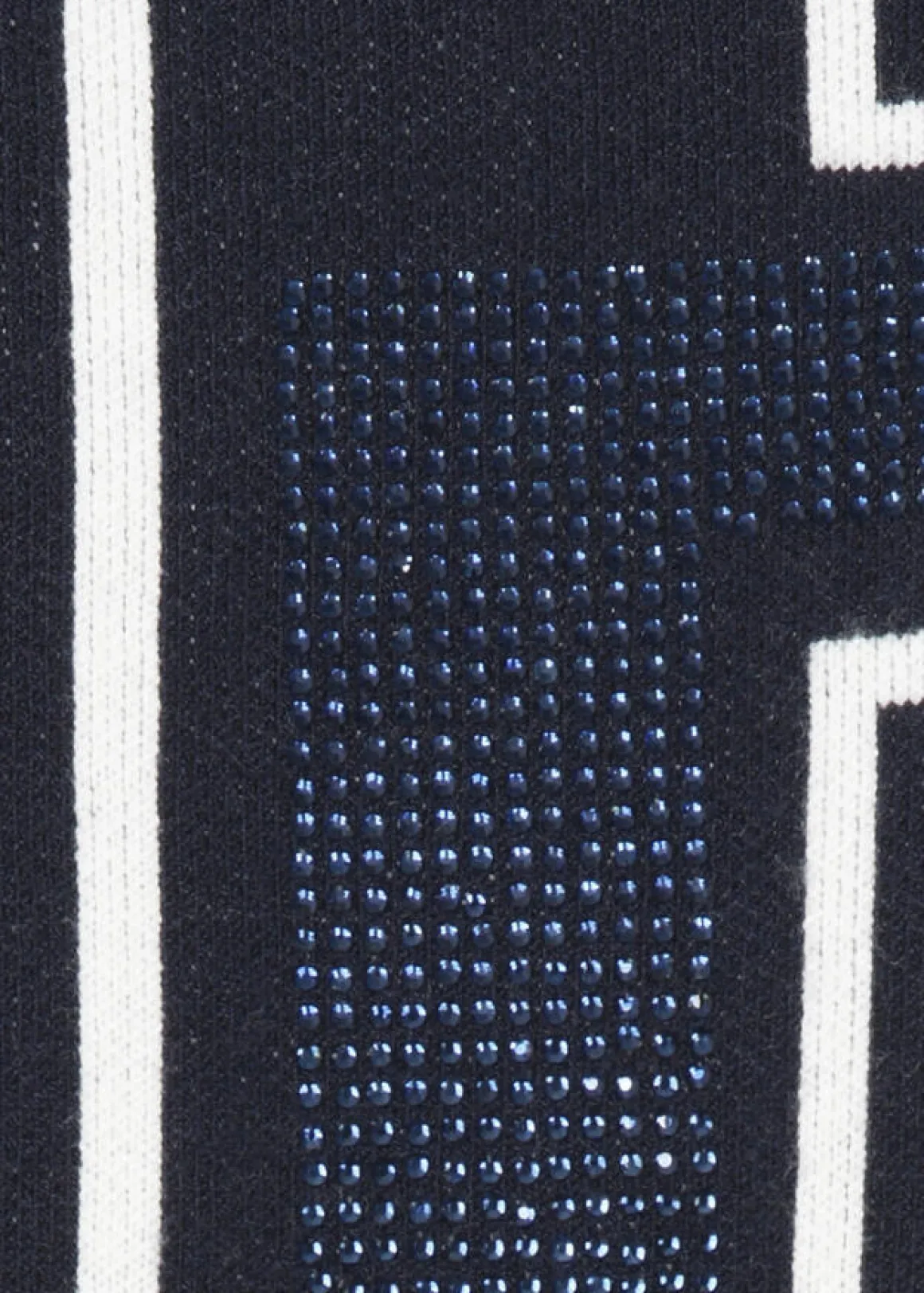 Kelchkragen Feinstrick-Pullover Marine mit Print