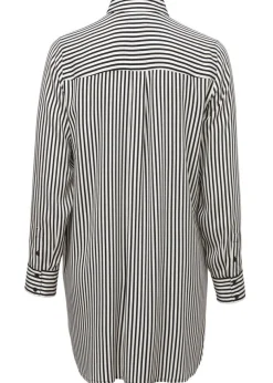 Klassische Langarmbluse mit gestreiftem Allover-Muster