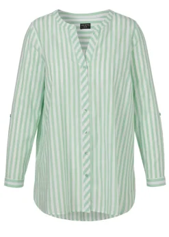 Kragenlose Hemdbluse aus zarter, softer Baumwolle